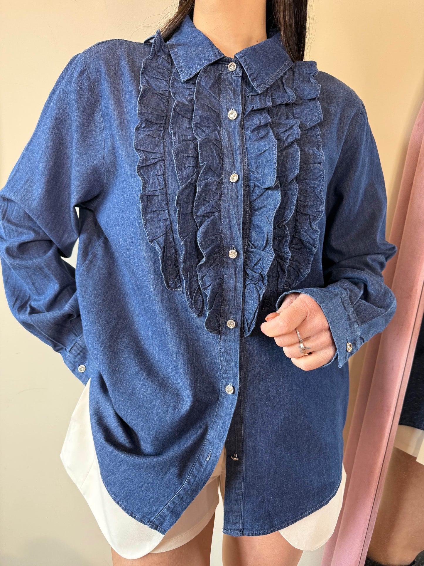 Camicia denim volant