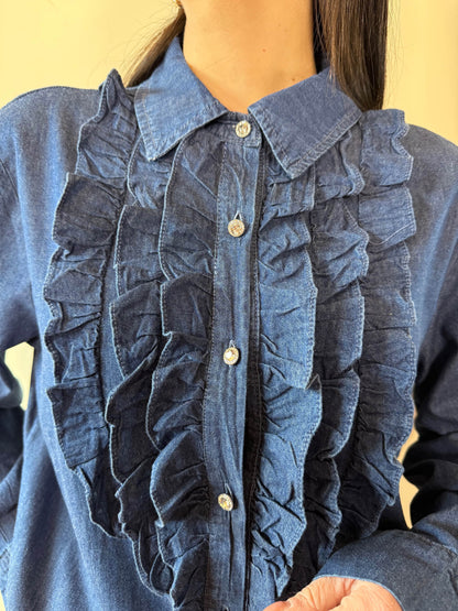 Camicia denim volant