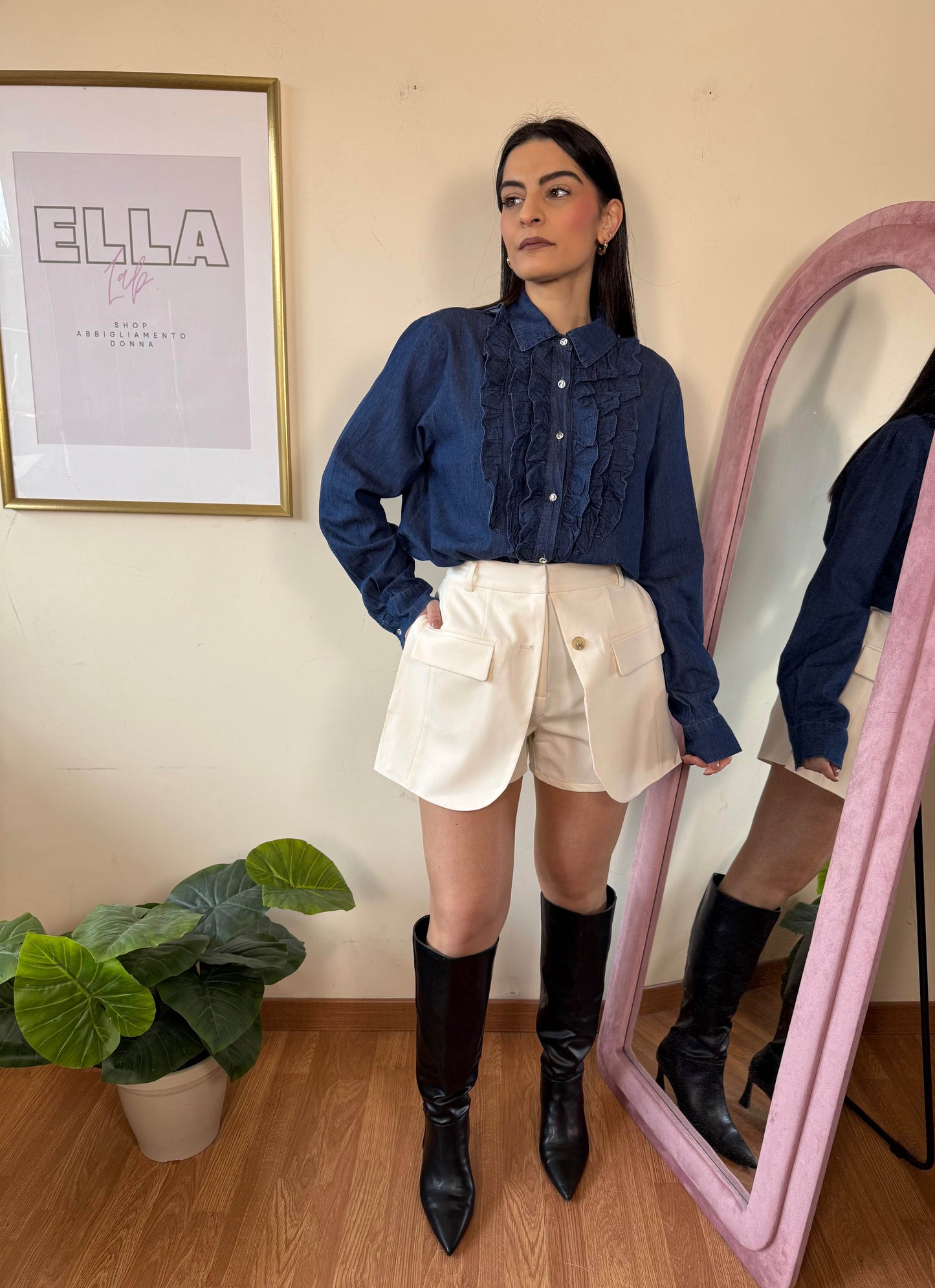 Camicia denim volant