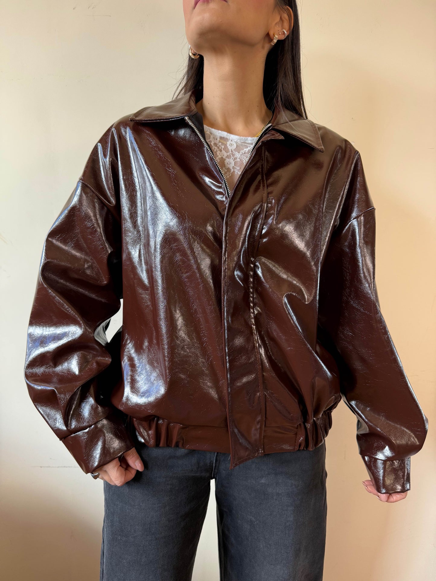 Bomber in similpelle lucido