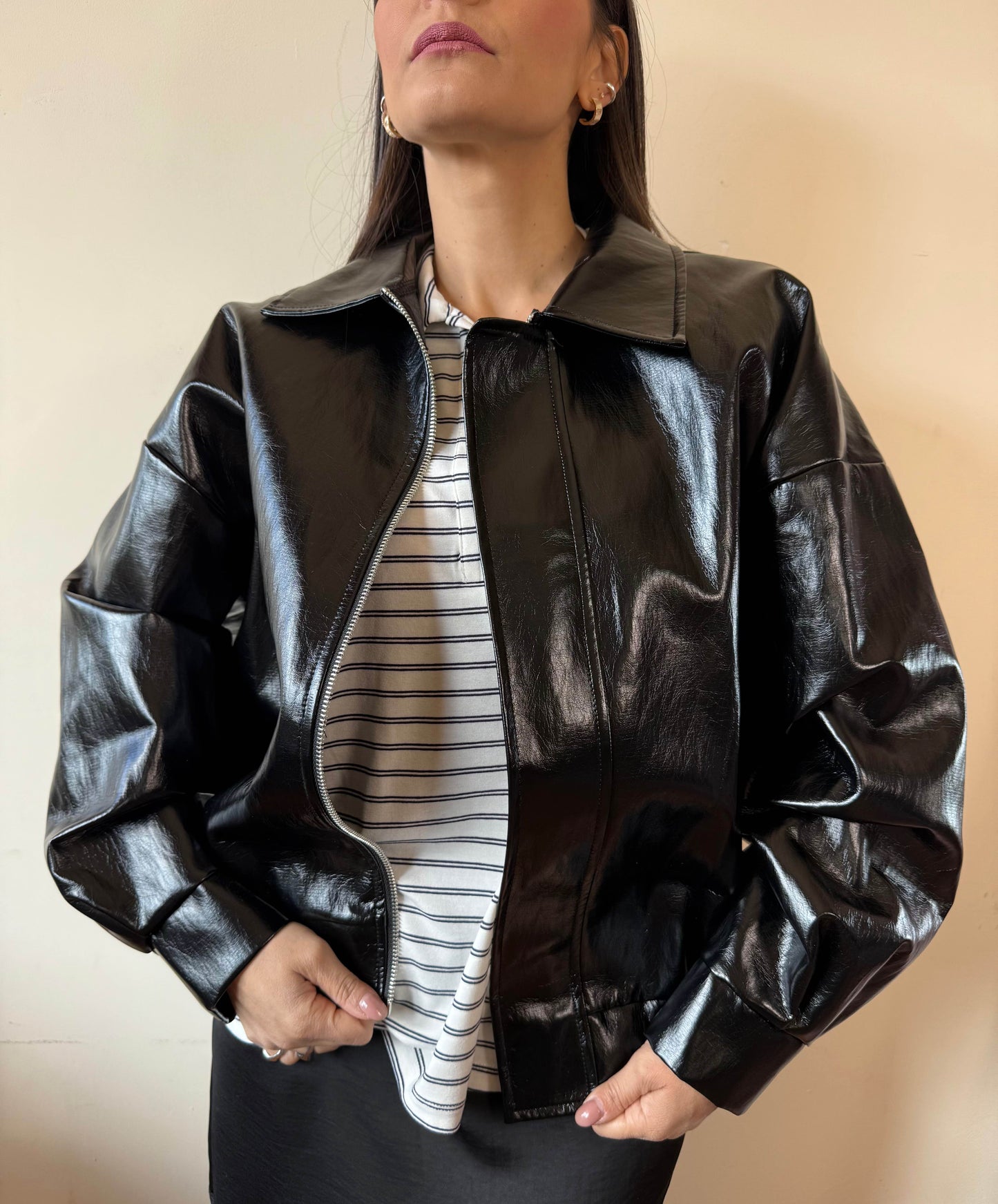 Bomber in similpelle lucido