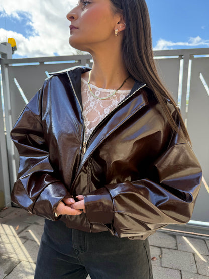 Bomber in similpelle lucido
