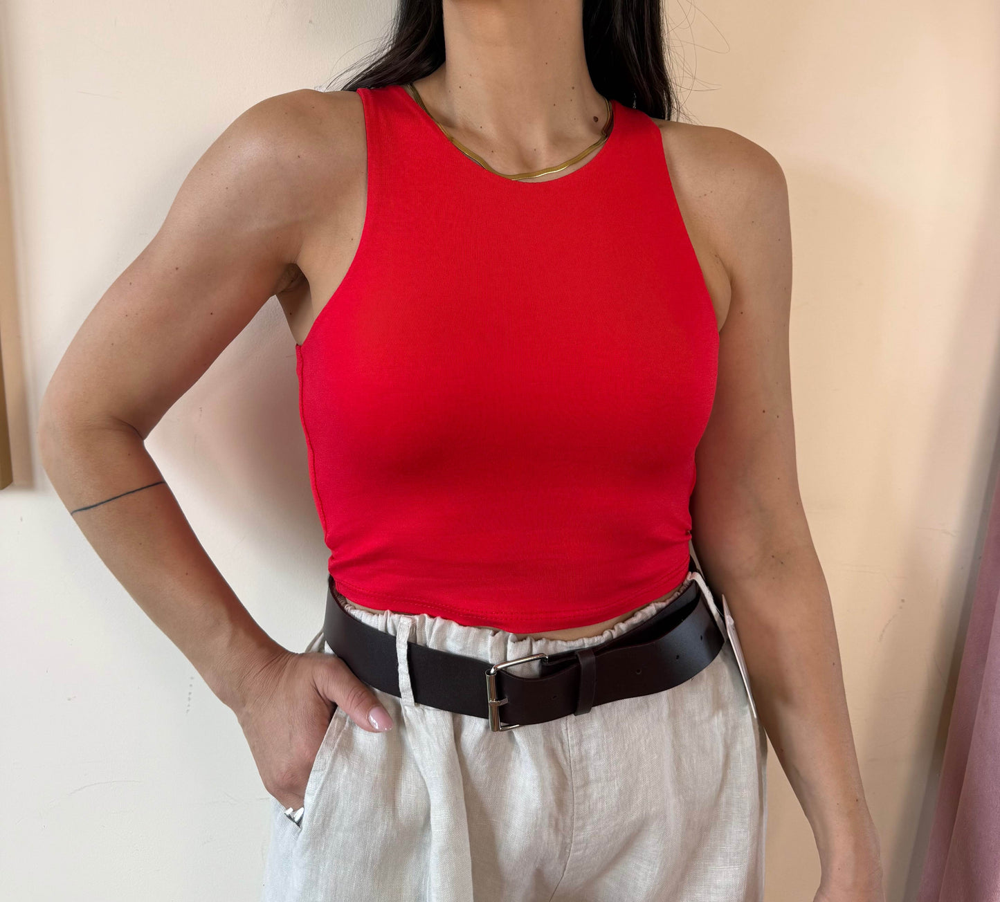 Top crop smanicato +3 colori