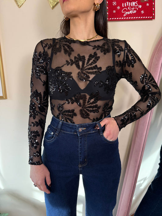 Body nude paillettes