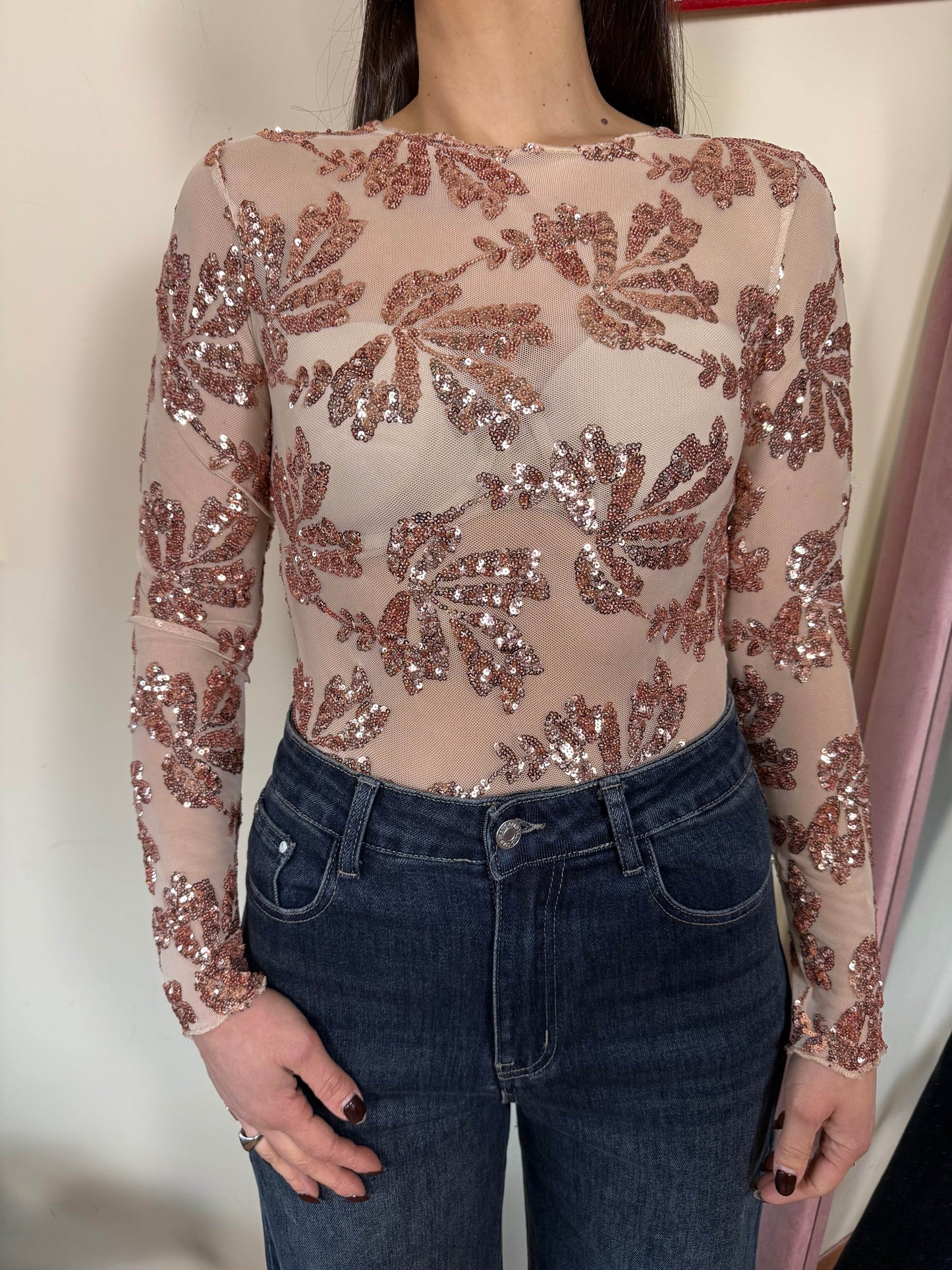 Body nude paillettes