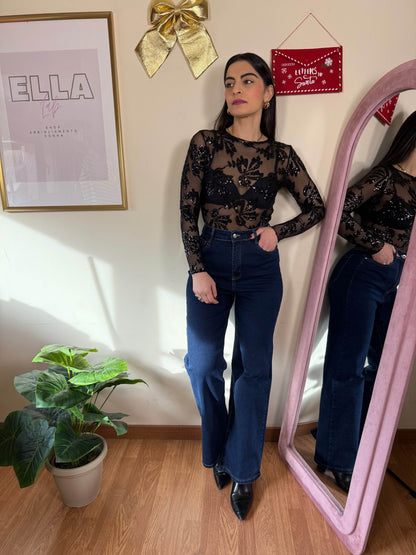 Body nude paillettes
