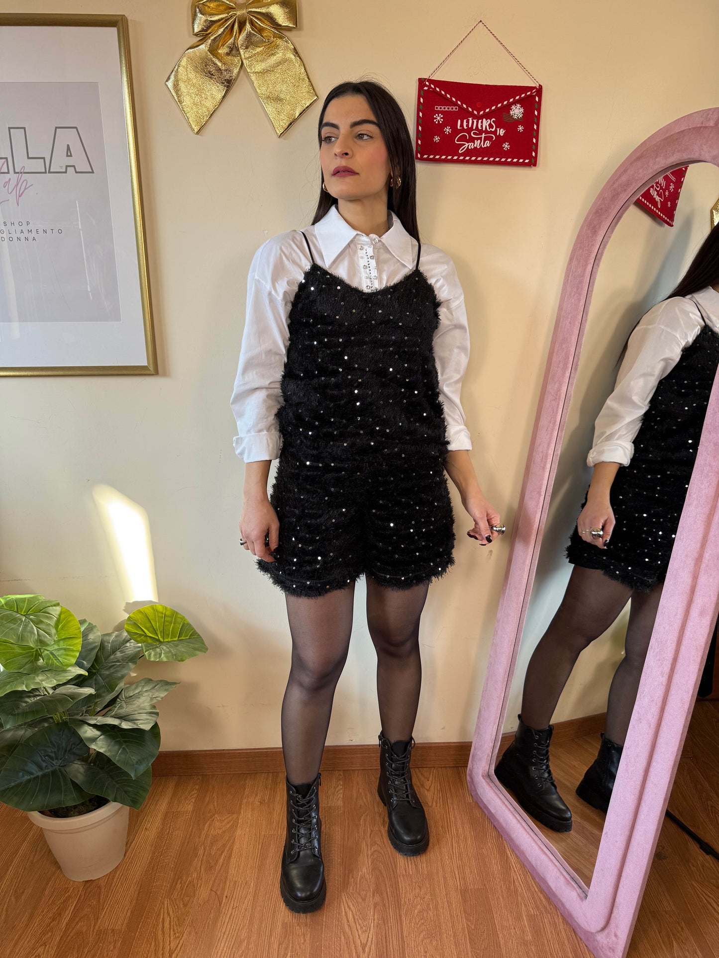 Coordinato peluche paillettes