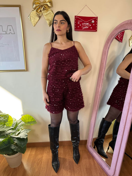 Coordinato peluche paillettes