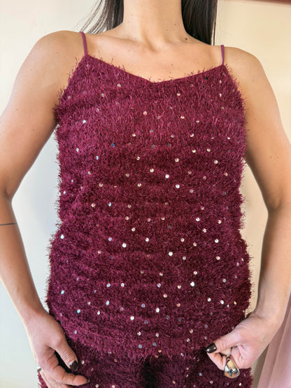 Coordinato peluche paillettes