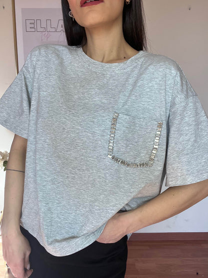 T-shirt crop gioiello